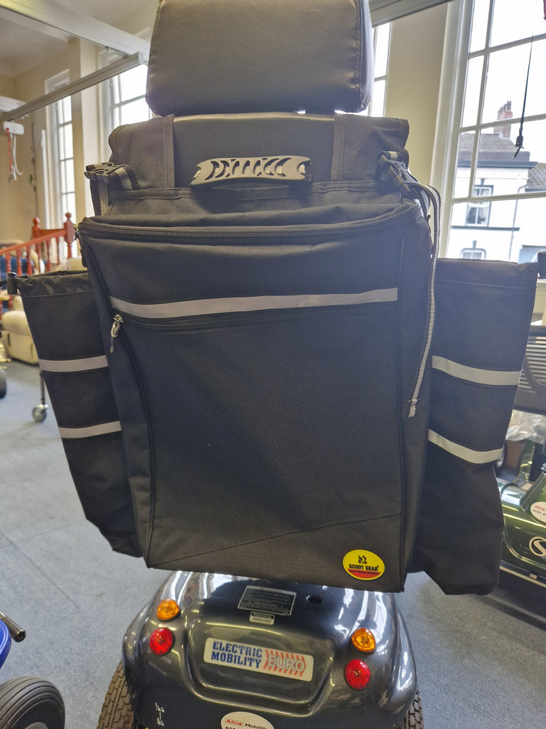 Extra Large Strap On Scooter Powerchair Wheelchair Rear Bag With Walking Stick Crutch Holders