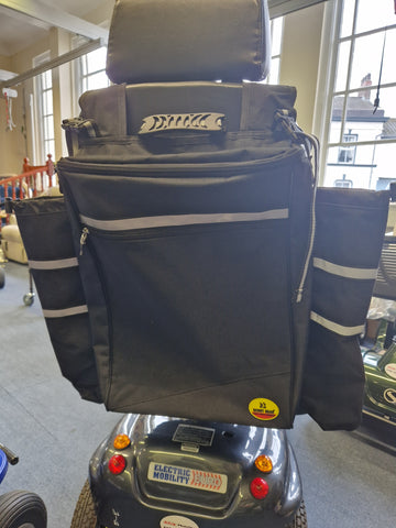 Extra Large Strap On Scooter Powerchair Wheelchair Rear Bag With Walking Stick Crutch Holders