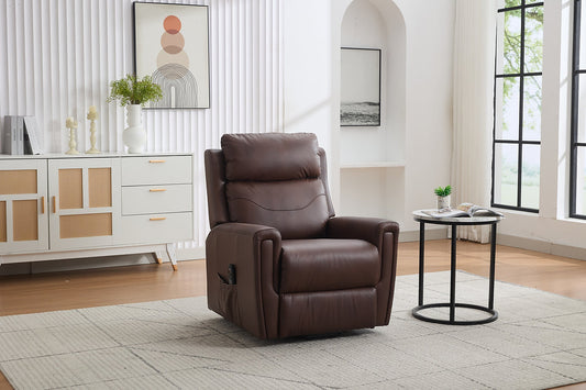 Fauteuil inclinable releveur Brooklyn GFA double moteur en cuir véritable haut de gamme marron et crème