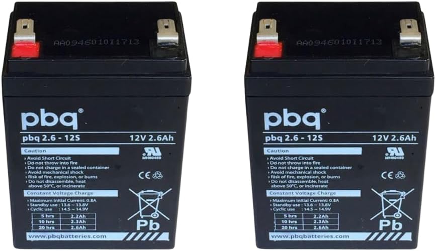 Set Pair of Genuine Handicare 1100 Friction Drive PBQ 12V 2.6AH Sealed Lead Acid Battery Batteries