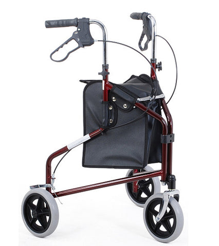 Roma Medical Tri 3 Wheel with Bag Triwalker Walking Aid Chrome Blue Burgundy 2320