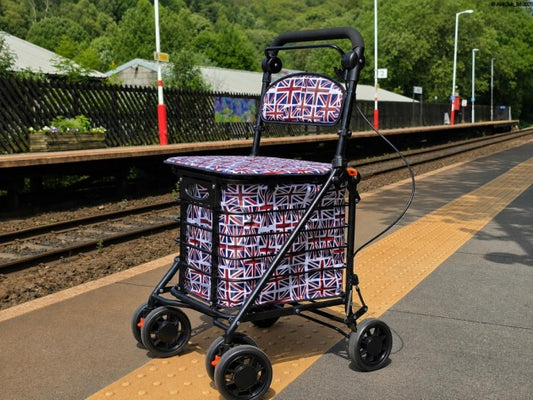 Able 2 Tango Robust Frame Folding Shopping Trolley Walker with Seat 4 wheel PR30262 Union Jack or Others