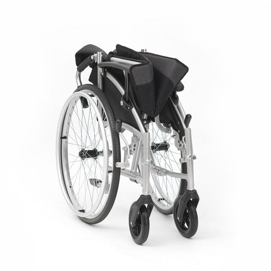 Drive DeVilbiss Phantom 19" Seat Self Propelling Large Wheels Padded Lightweight Folding Wheelchair Adjustable Arms LPHWCSP19SIL
