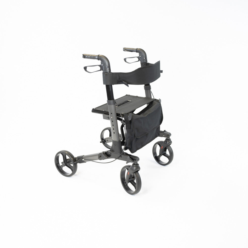 NRS S20744 Lightweight Aluminium Folding Triple Fold Rollator Walker Grey 4 Wheel