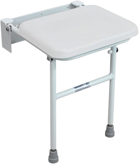 Aidapt Wall Mounted Solo compact height adjustable fold away padded shower seat with legs VB544