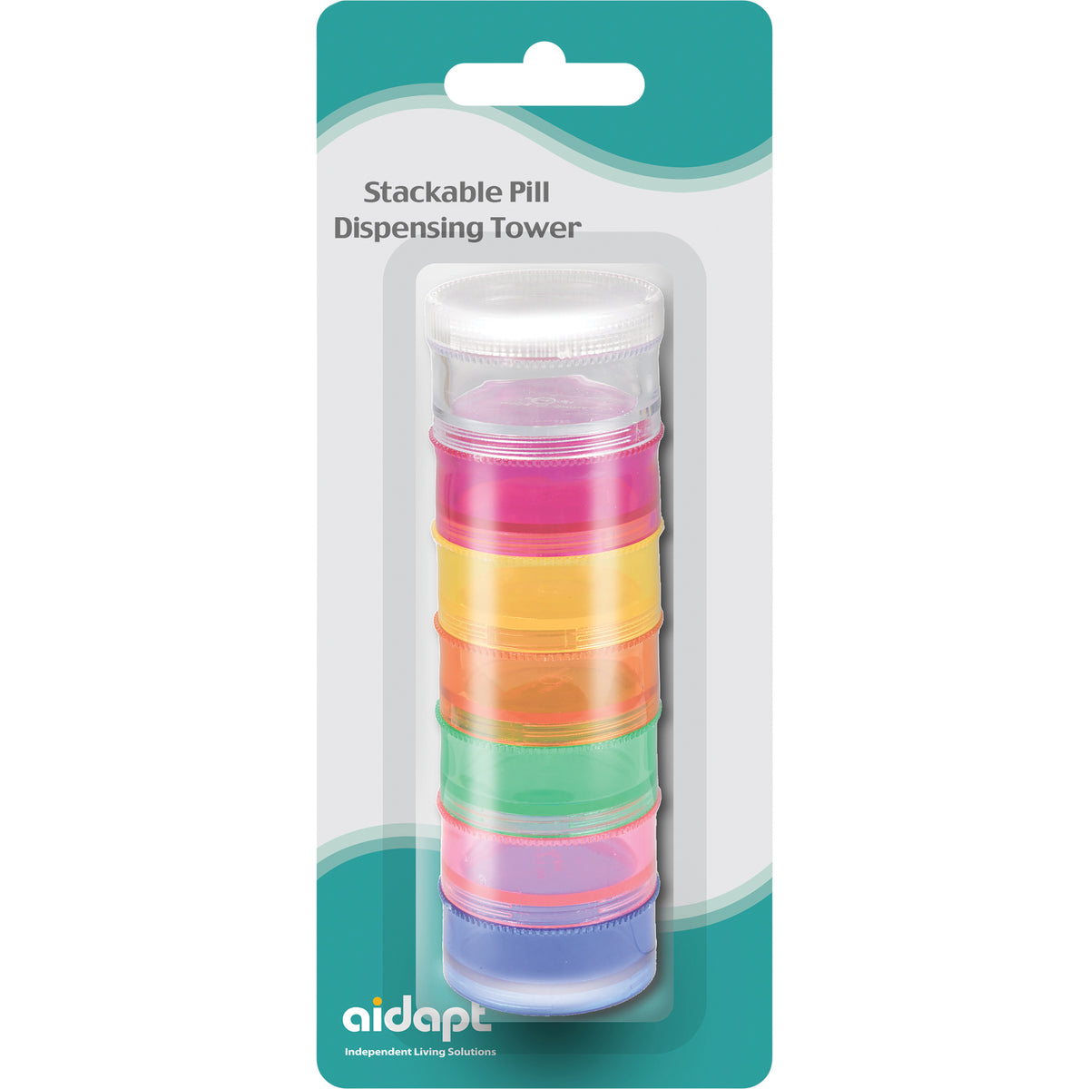 Aidapt Pilulier distributeur empilable tour colorée arc-en-ciel vif pour malvoyants VM930AA