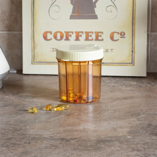 Pilulier extra large Aidapt Orange et Crème pour grosses pilules Compartiments à couvercle rotatif transparent VM930V