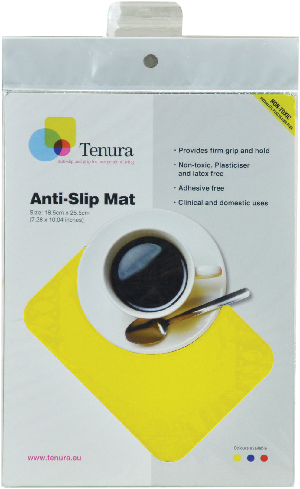 Aidapt Tenura Silicone Rubber Anti Slip Rectangular Mat 25.5x18.5cm VM985B VM985R VM985Y