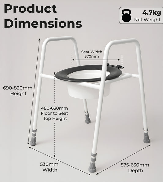 Aidapt Solo Skandia Adjustable Height Toilet Frame with Sleeve free standing or floor fixed VR157