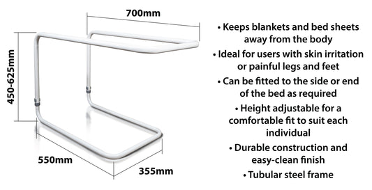Aidapt Bed Cradle Duvet Blanket Bed Sheet Lift Height Adjustable Ulcer Skin Irritation Legs Feet VY440