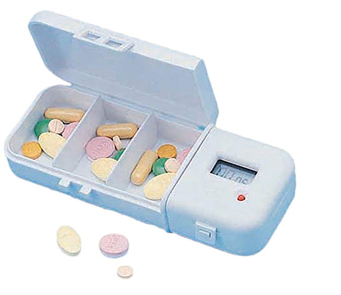 Aidapt Pill Reminder Timer Digital clock Alarm Compact With Batteries 3 Compartments VM928