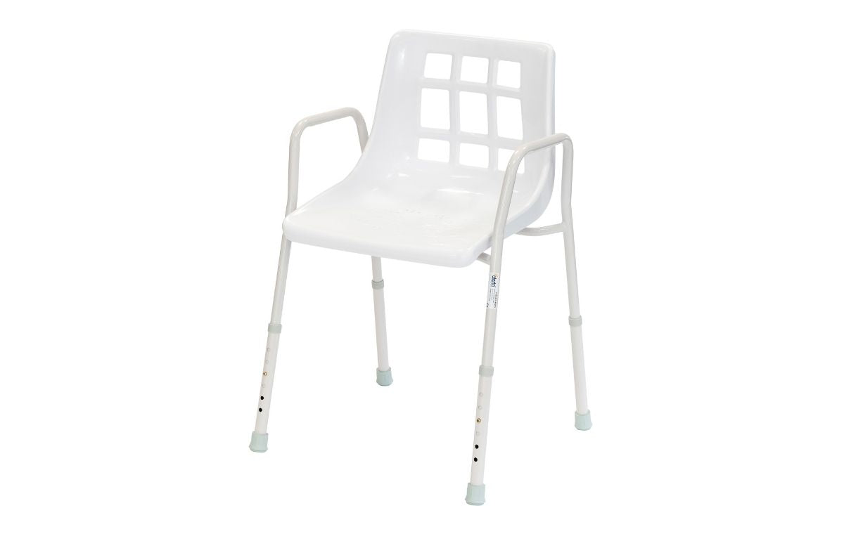 Alerta Stationary Shower Chair Walk In Shower Adjustable Height White ALT-BE005