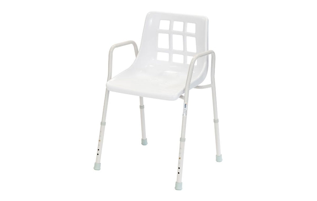 Alerta Stationary Shower Chair Walk In Shower Adjustable Height White ALT-BE005