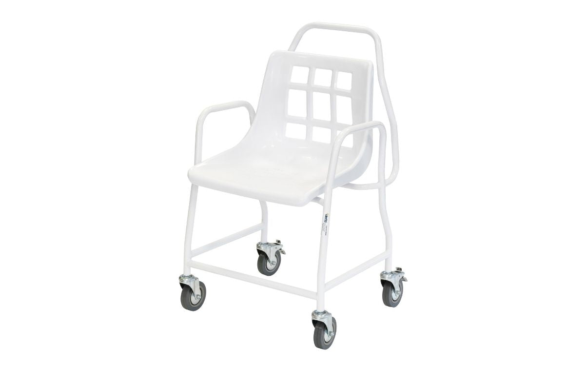 Alerta Mobile Shower Chair With 4 Wheels Castors Puh Handle Attendant ALT-BE002