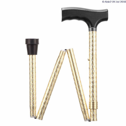 Canne de marche pliante réglable Able2 de qualité supérieure, motif fantaisie gravé doré PR30135