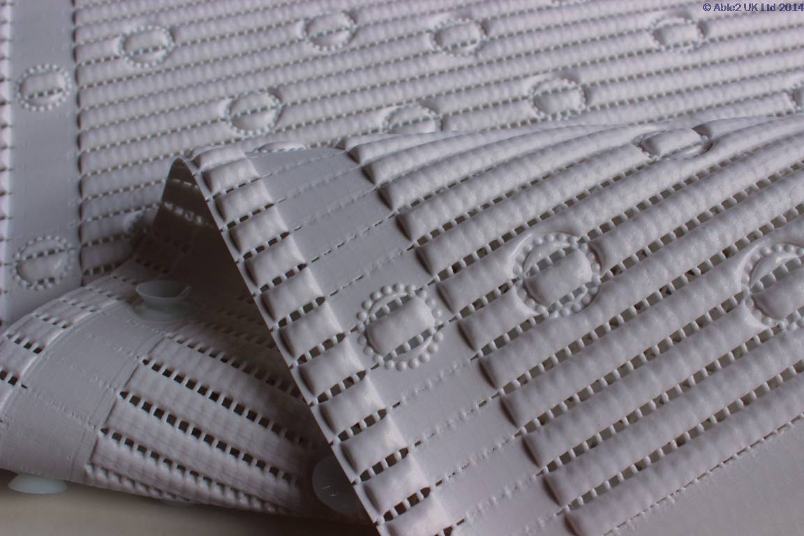 Able2 StayPut Soft Feel Anti-Slip Shower Mat Square None Slip White Blue 51 x 51cm PR45121
