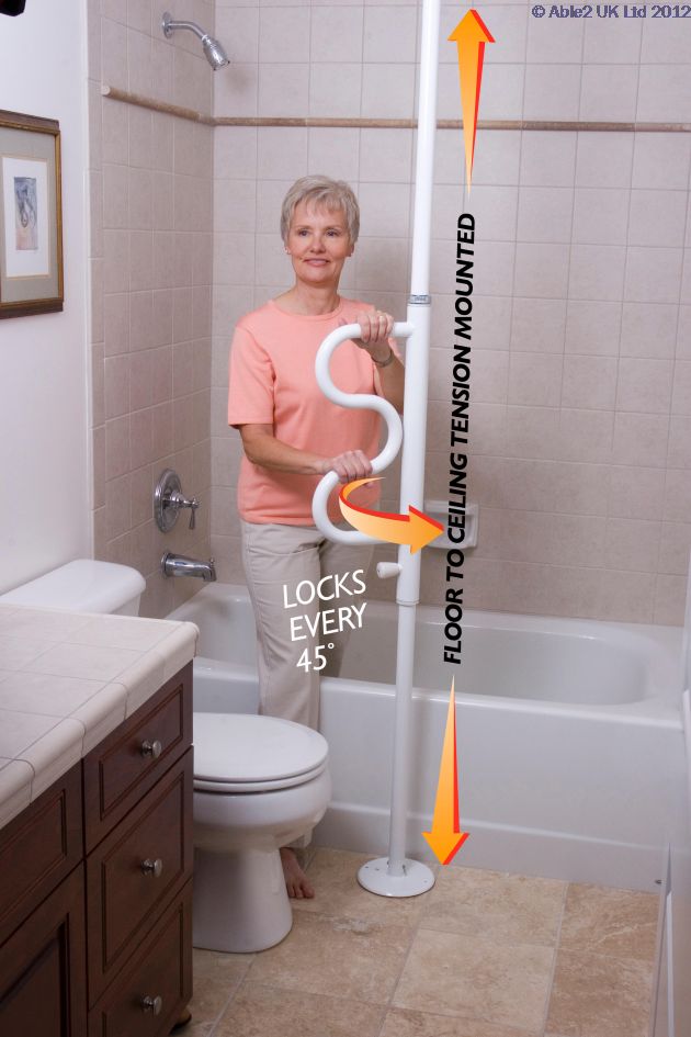 Able2 Security Pole & Curve Grab Bar - White PR46710