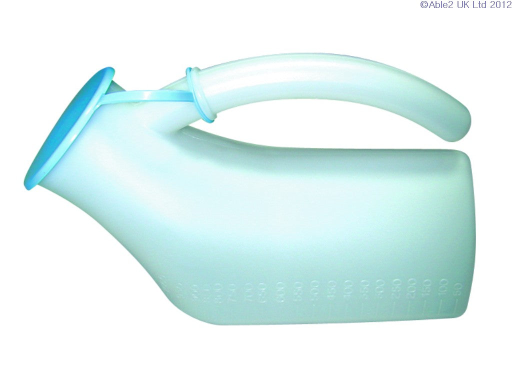Able2 Atlantis Male Urinal Plastic Bottle Handle with Lid Seals Re Use Washable 1000ml Capacity PR50558