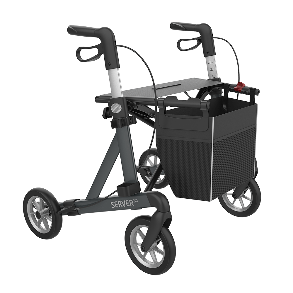 Rehasense Server HD Heavy Duty Bariatric Wide Large Rollator 4 Wheel Walker Folding HRSGL60UK