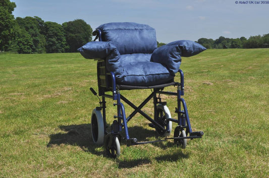 Able2 Harley T Shaped Padded Wheelchair Chair Full Cushion Back Seat Arms SP46556 Brown Blue Black