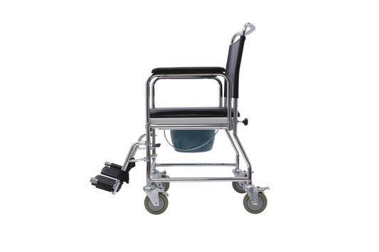Chaise-garde-robe roulante Ultimate Healthcare Glideabout avec seau de toilette, rembourrage, accoudoirs amovibles UTOC0001