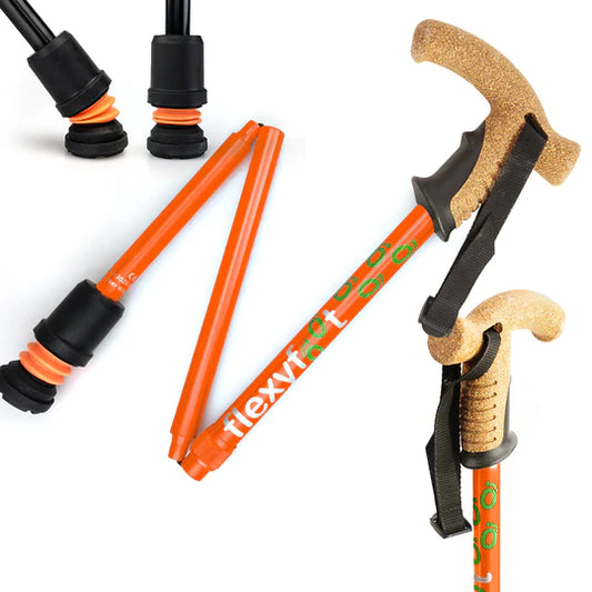 Flexyfoot Folding Cane walking Stick with Cork Handle - FSC-302-T