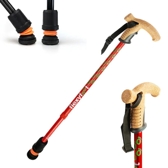Bâton de randonnée télescopique Flexyfoot avec poignée en liège FSC-301-T