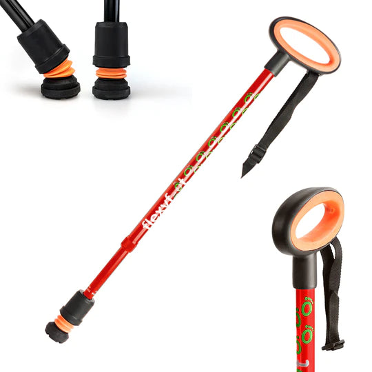 Flexyfoot Bâton de marche télescopique Canne avec poignée ovale rouge FS-301-RED-T