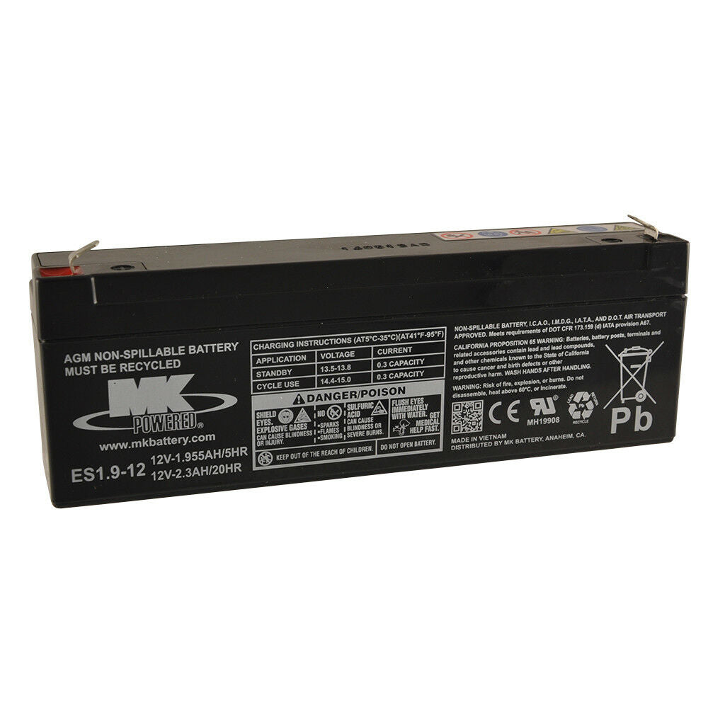 MK 12V 2.3 1.9 AH SLA Batterie Batteries Scooter Monte-escalier Palan ES1.9-12