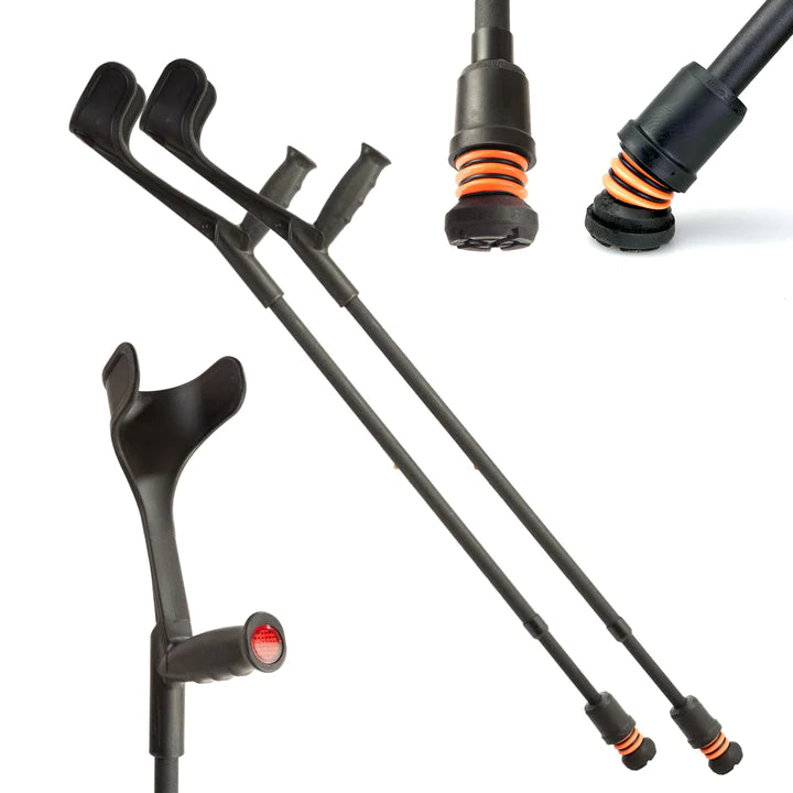 Flexyfoot Open Cuff Soft Grip Adjustable Crutch Pair CRUTCH-02-BLACK-P