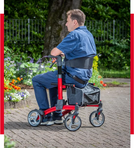 R Healthcare 4 Wheel Walker Folding Rollator Lightweight Blue REd or Replacement Backrest Strap MSHCT9291