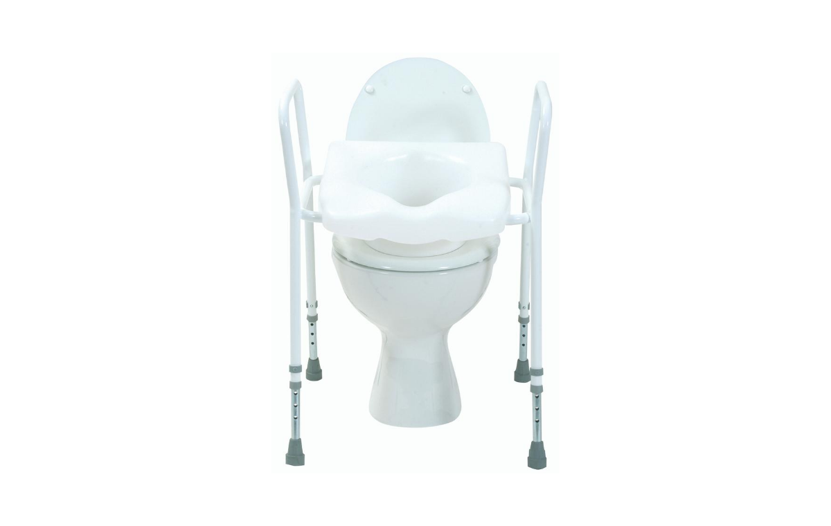 Alerta Toilet Seat Aid Frame White Adjustable Height Comfortable large plastic moulded seat ALT-BE001