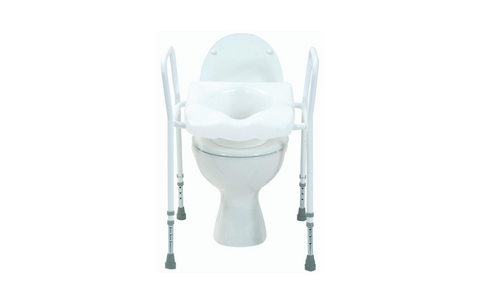 Alerta Toilet Seat Aid Frame White Adjustable Height Comfortable large plastic moulded seat ALT-BE001