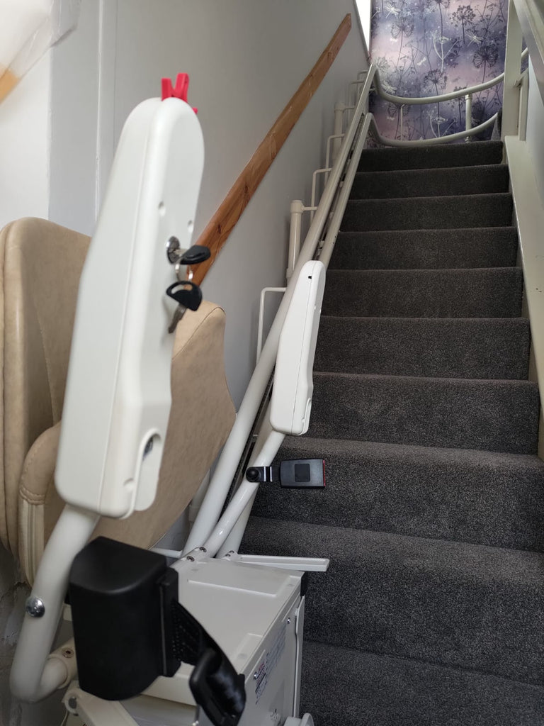 New Curved Platinum stairlift installation Widnes Cheshire