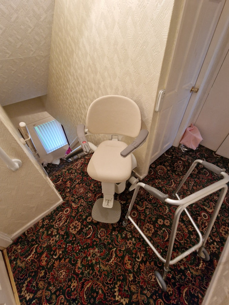 Thyssen Access Flow X Curved New stairlift on narrow stairs - Install Widnes Cheshire