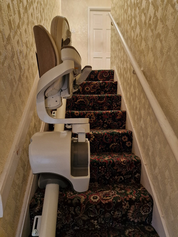 Thyssen Access Flow X Curved New stairlift on narrow stairs - Install Widnes Cheshire