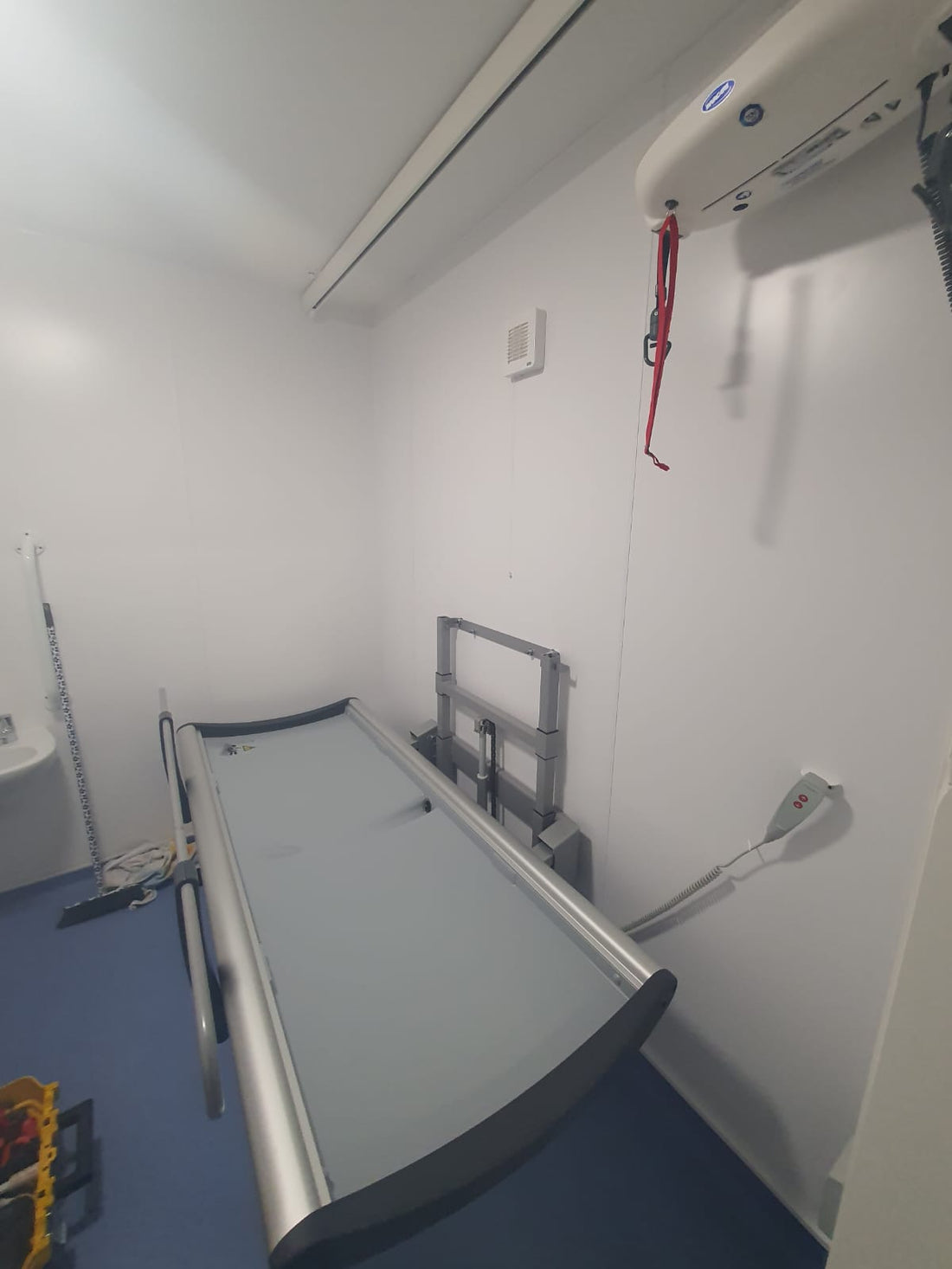 Mencap Anglesey - installation ongoing of Pressalit Changing bench and Robin Hoist