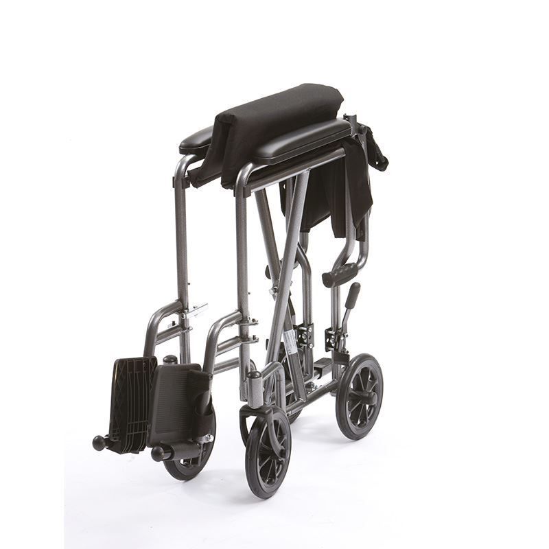 Compact Drive Medical 19" Width Transport Super Lightweight Travel Folding Wheelchair Chair Silver TR-39ESV