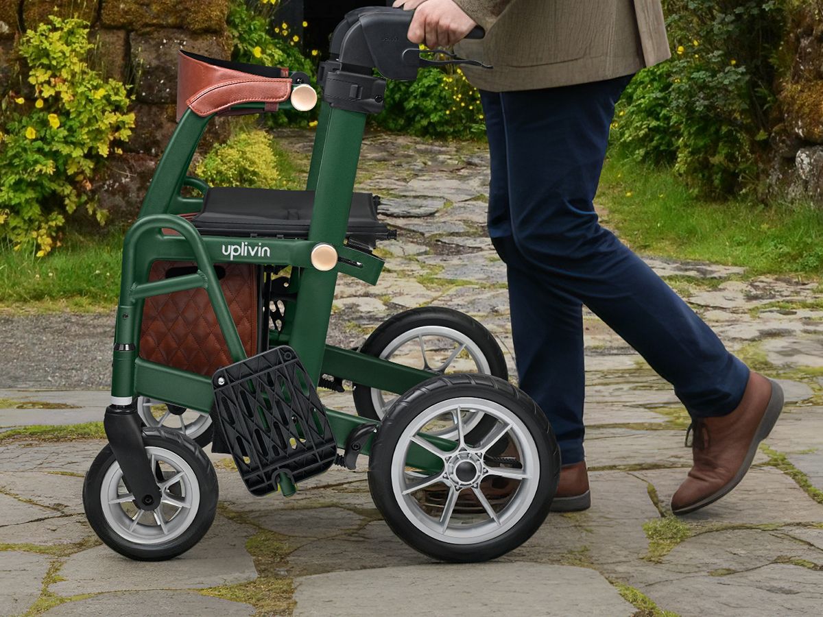 Uplivin Glide 2 in 1 Rollator Green or Black Walker with Seat To Wheelchair folding Lightweight PR32220 PR32221