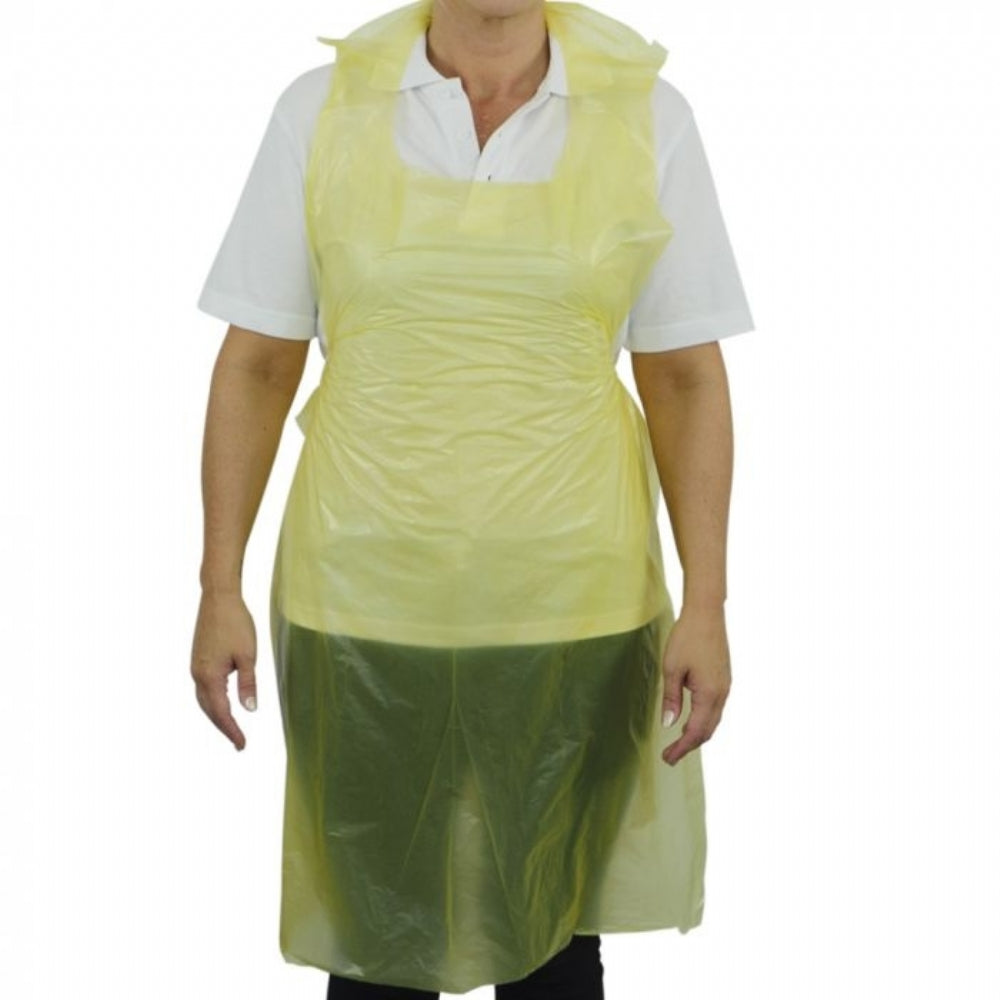Disposable Plastic Aprons On Roll Blue Yellow or White 200 Pack Countrywide Premium Polythene