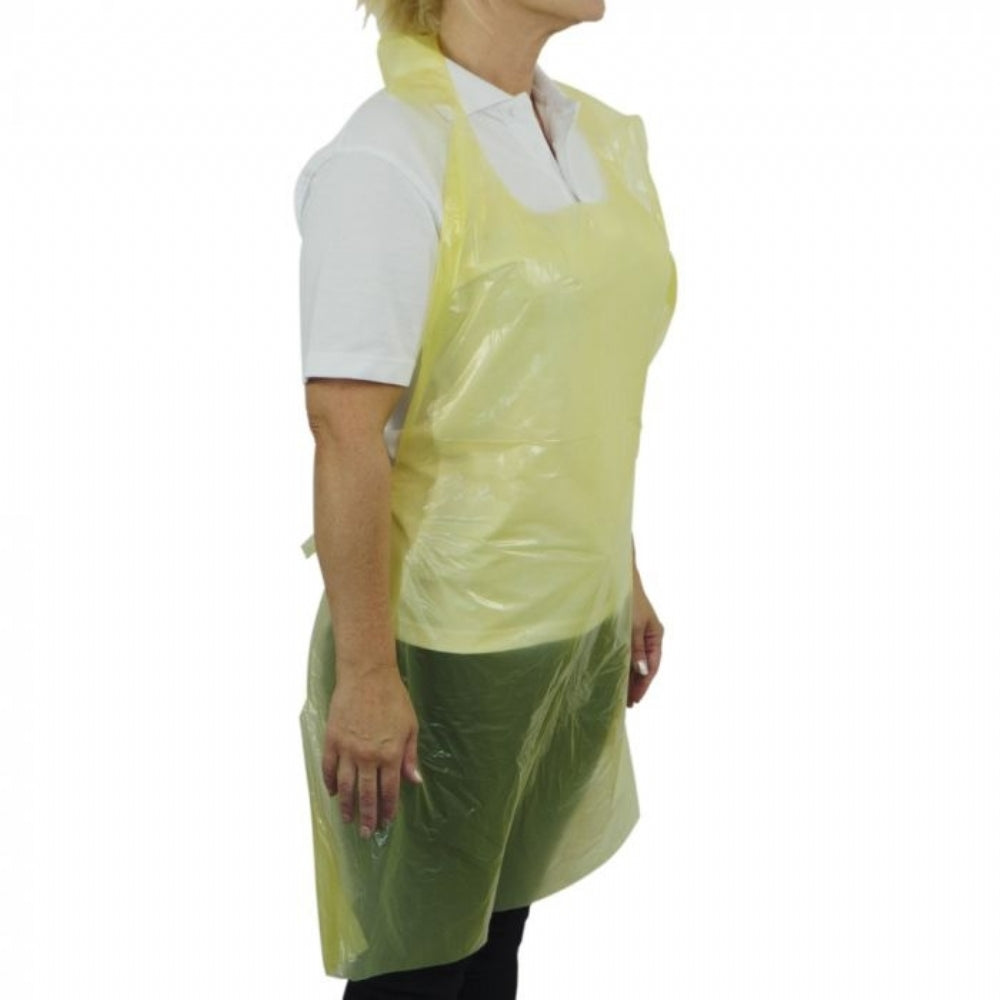 Disposable Plastic Aprons On Roll Blue Yellow or White 200 Pack Countrywide Premium Polythene