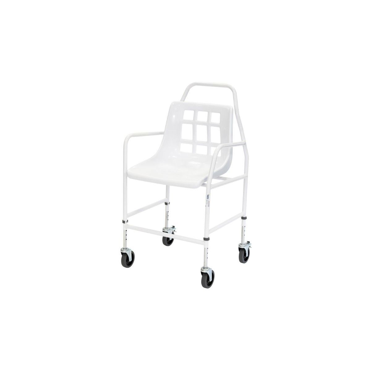 Alerta Walk In Shower Mobile Shower Chair White Wheeled 4 wheels Adjustable Height ALT-BE004