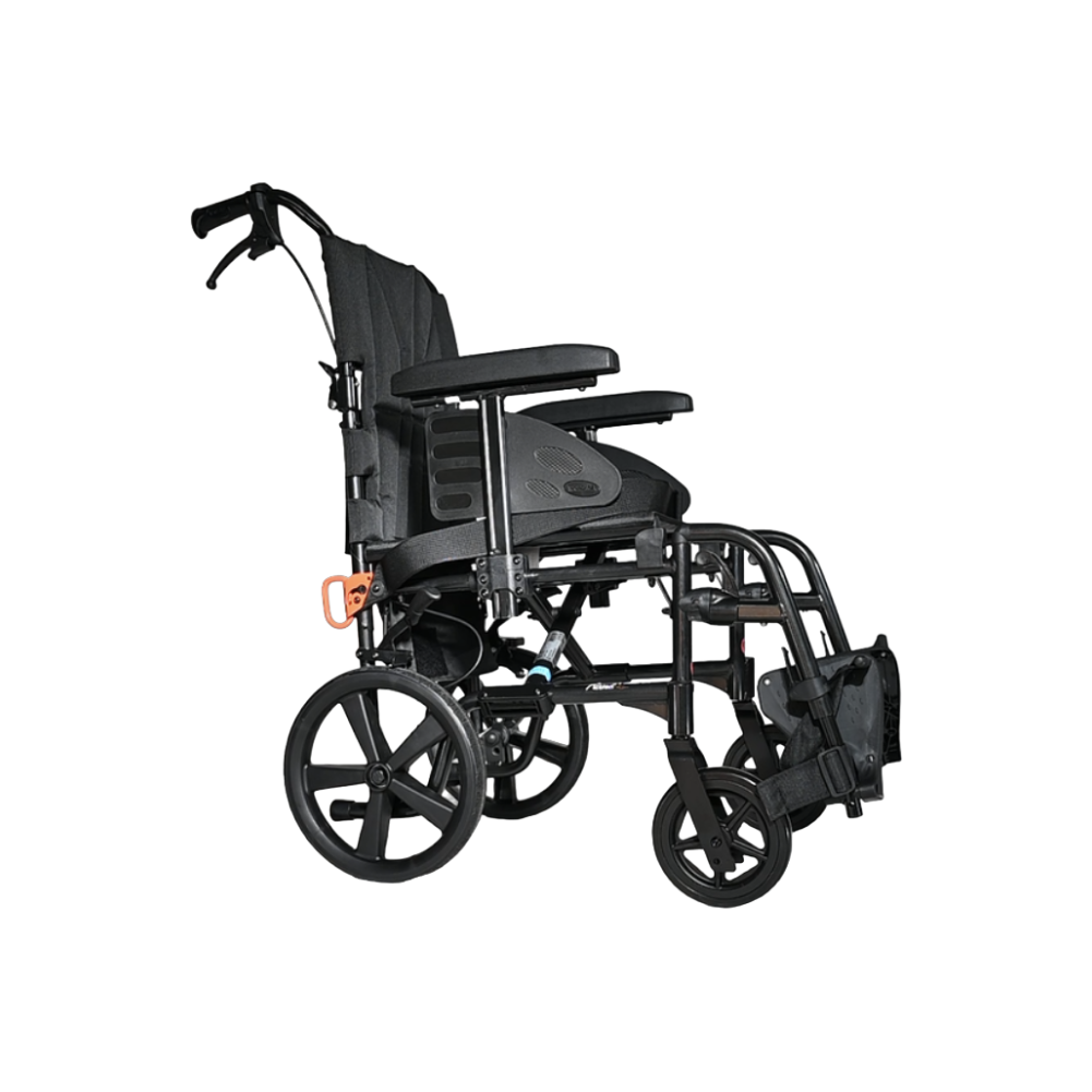 Invacare Action 2 NG LITE Crash Tested Super Lightweight Folding Transit Wheelchair Attendant Push In Black BQ1529492-AF