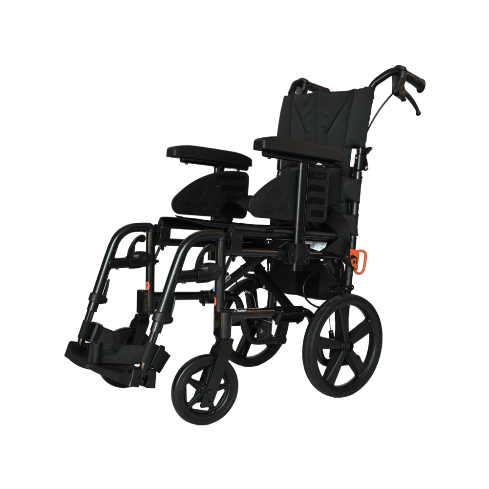 Invacare Action 2 NG LITE Crash Tested Super Lightweight Folding Transit Wheelchair Attendant Push In Black BQ1529492-AF