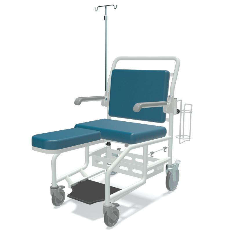 MC8000 Portman Porter Hospital Transport Chair Wheelchair Standard Seers Medical Sky Blue Vinyl