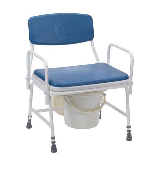 Drive DeVilbiss Belgrave Birstall Commode Bariatrique Fixe Large Robuste Grande avec Seau de 14 Litres Toilettes 190 Blanc Bleu