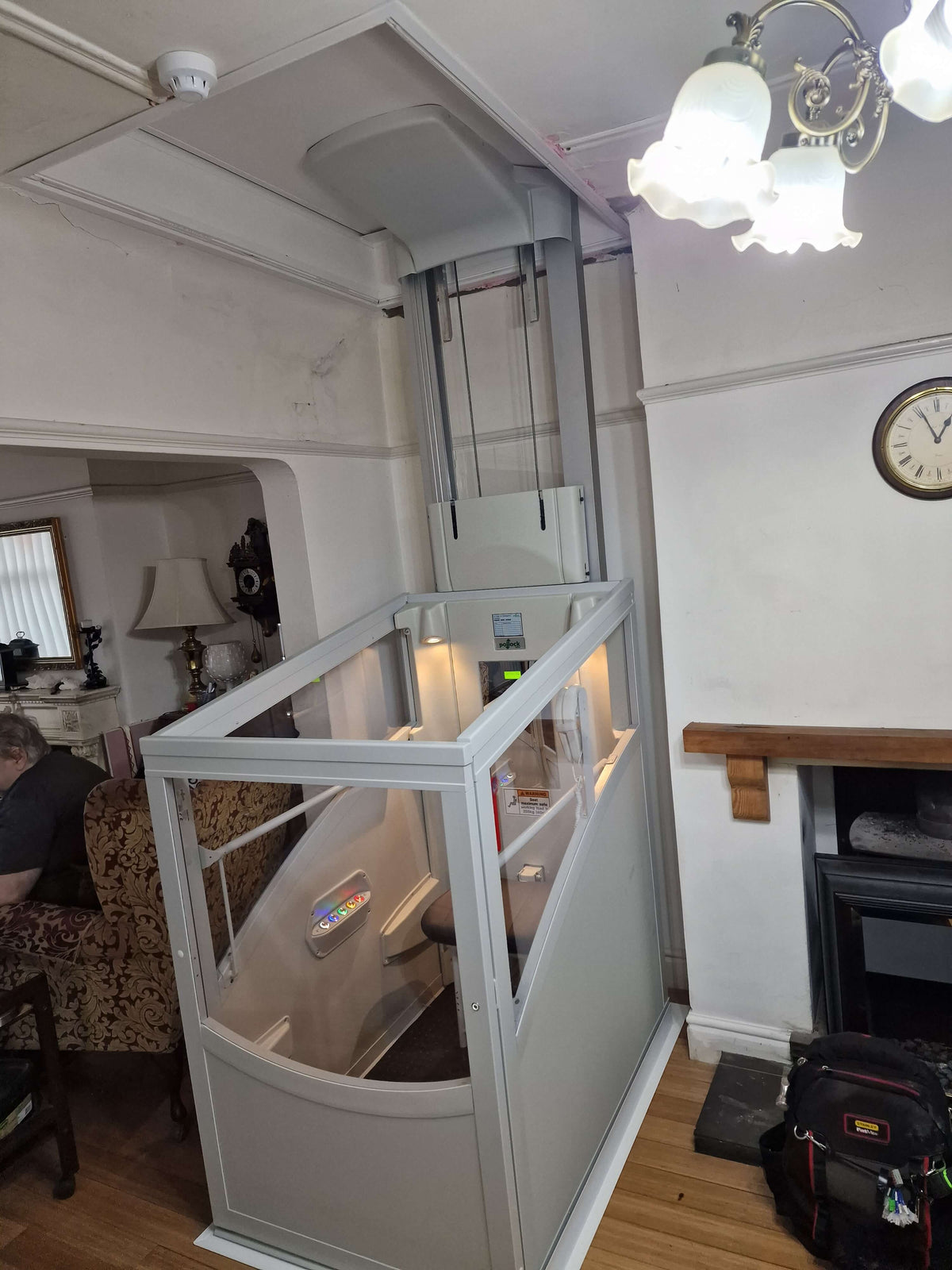 Installation of Pollock Vertical Through Floor Home Lift for Knowsley Council