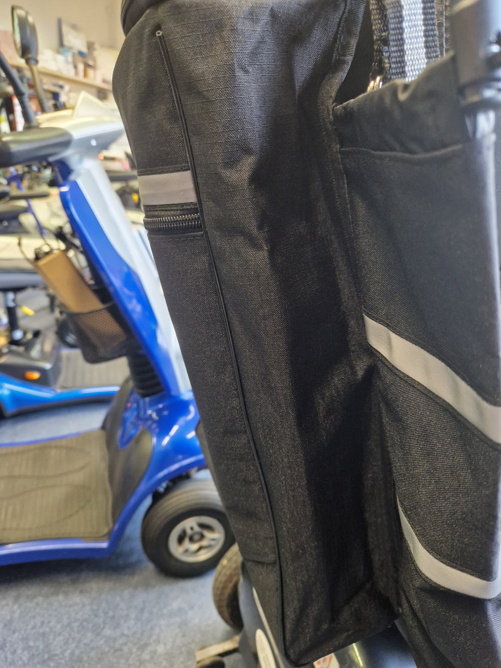 Extra Large Strap On Scooter Powerchair Wheelchair Rear Bag With Walking Stick Crutch Holders