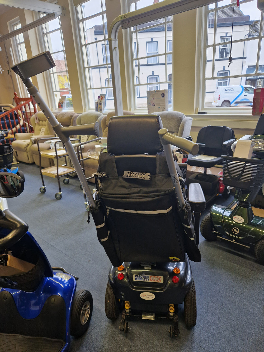 Extra Large Strap On Scooter Powerchair Wheelchair Rear Bag With Walking Stick Crutch Holders