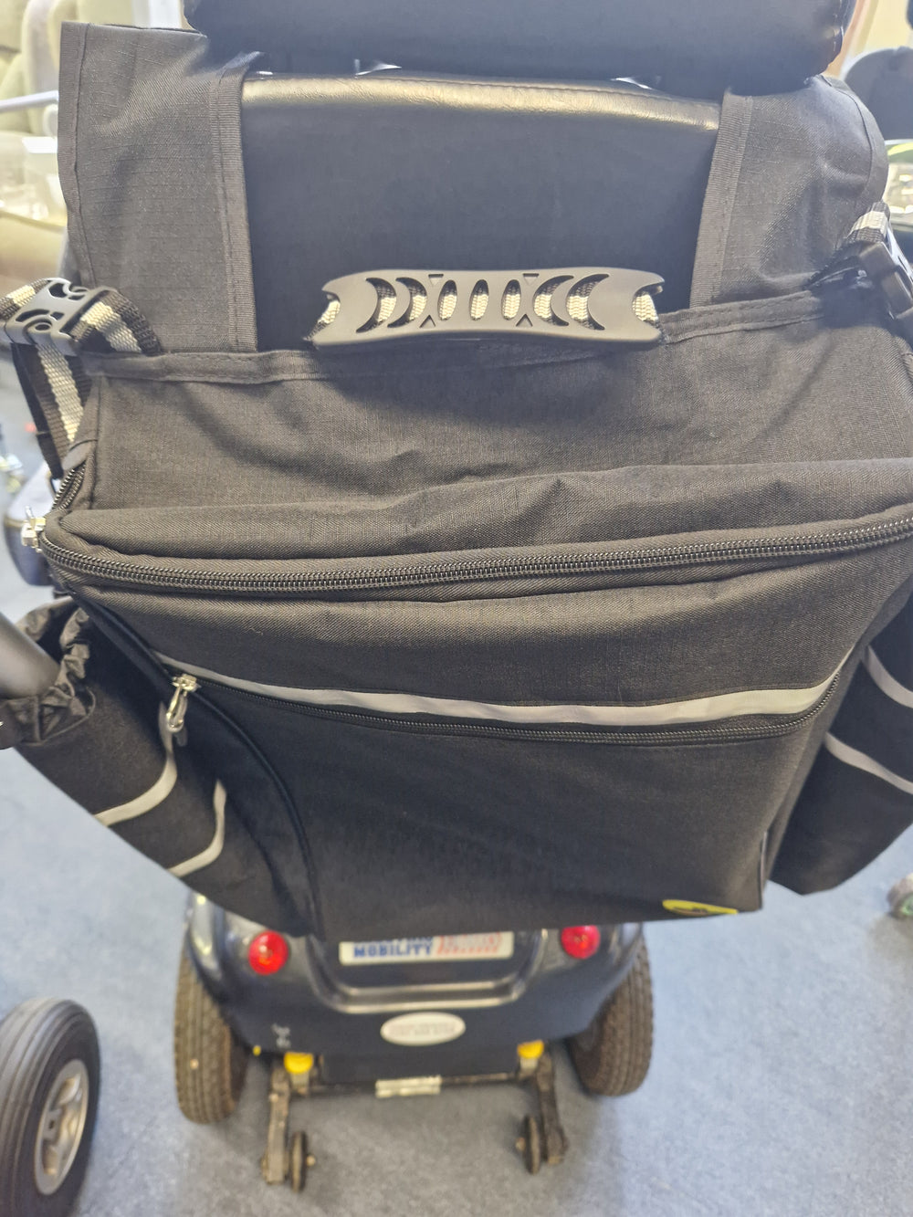Extra Large Strap On Scooter Powerchair Wheelchair Rear Bag With Walking Stick Crutch Holders